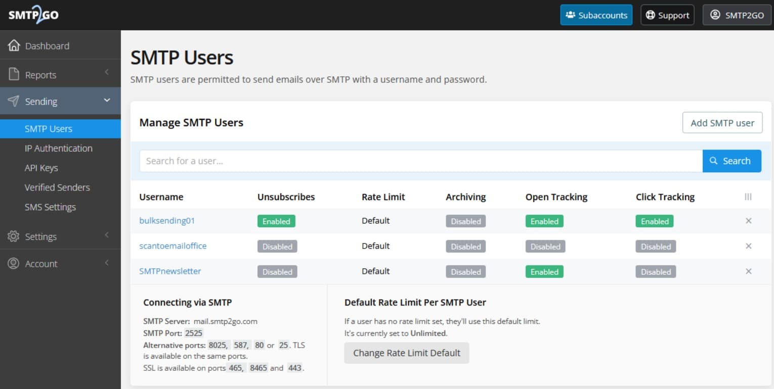 SMTP2GO SMTP