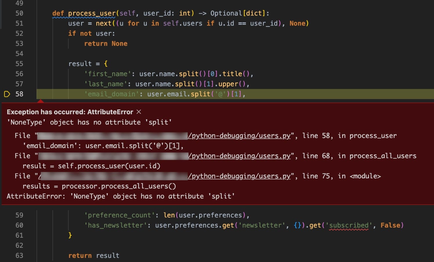 Sentry Python Debug