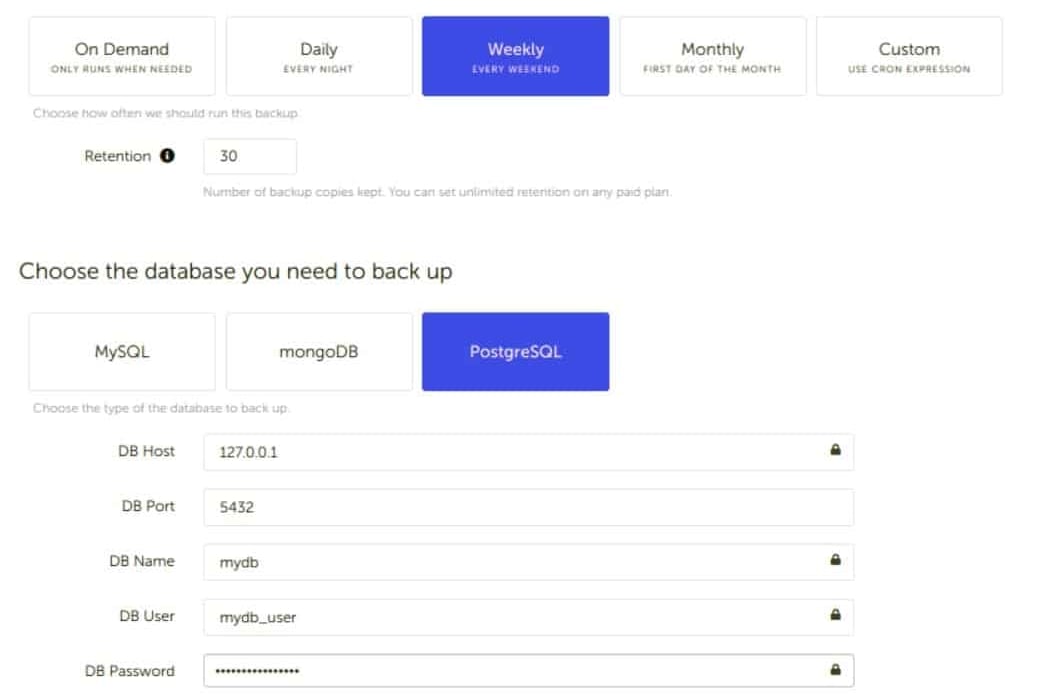 Simplebackups postgresql backup