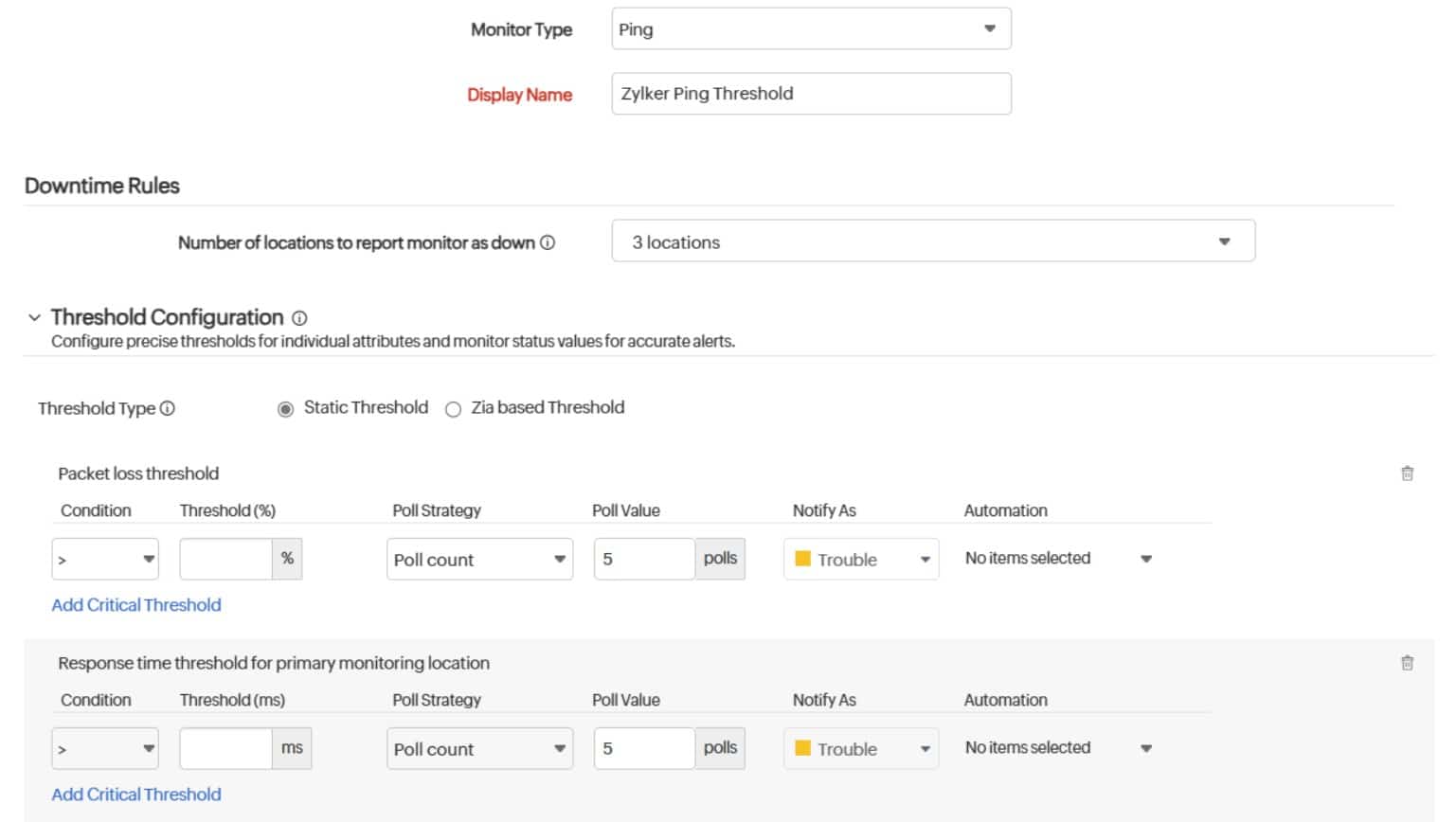 Site24x7 Ping Configuration