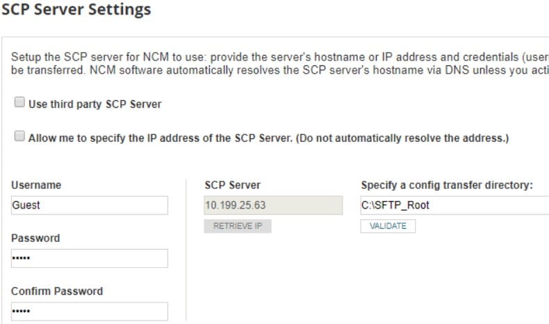 Solarwinds SFTP SCP server sftp server settings