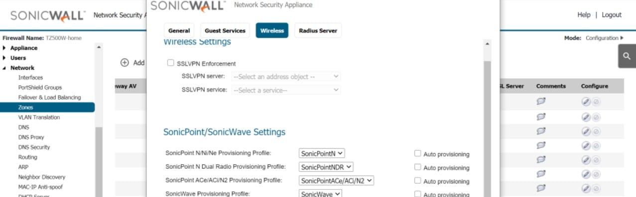 Sonicwall TZ400 Firewall setup