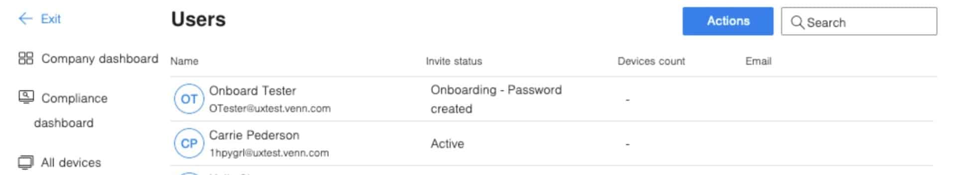 Venn onboarding