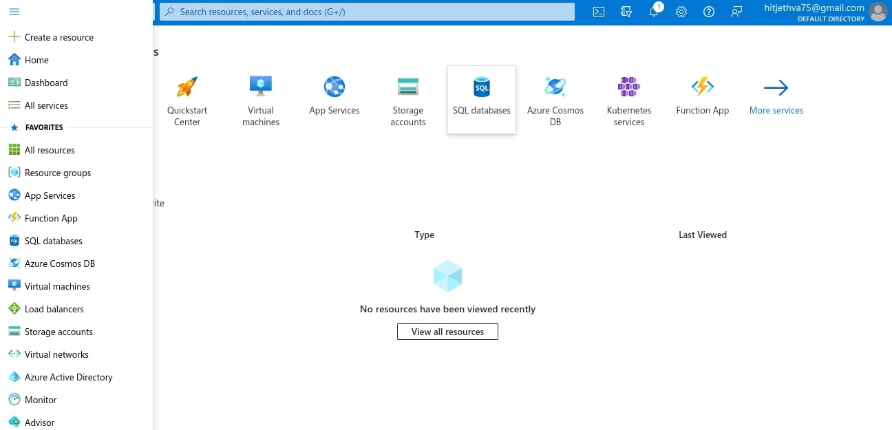 azure dashboard