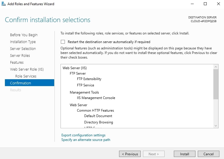 confirm installation
