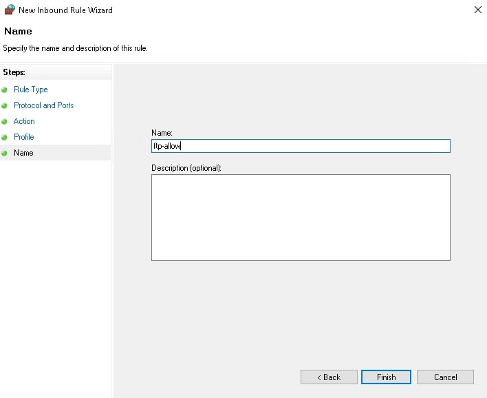 define firewall rule name
