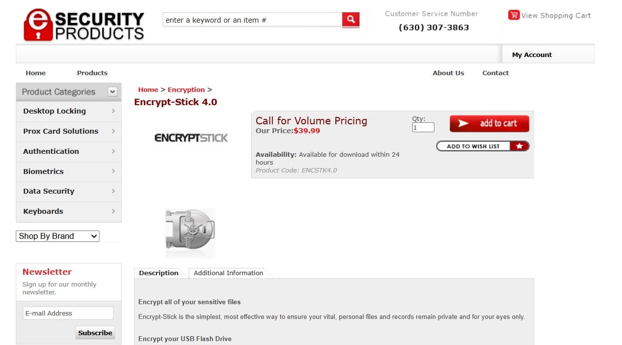 esecurity products encrypt stick homepage