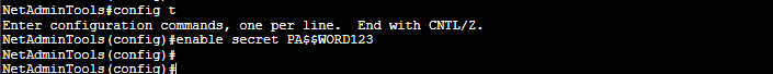 configuration mode and issue: enable secret <your password>