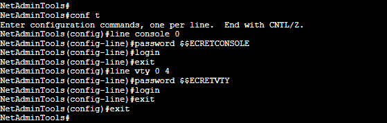 Configure line vty password