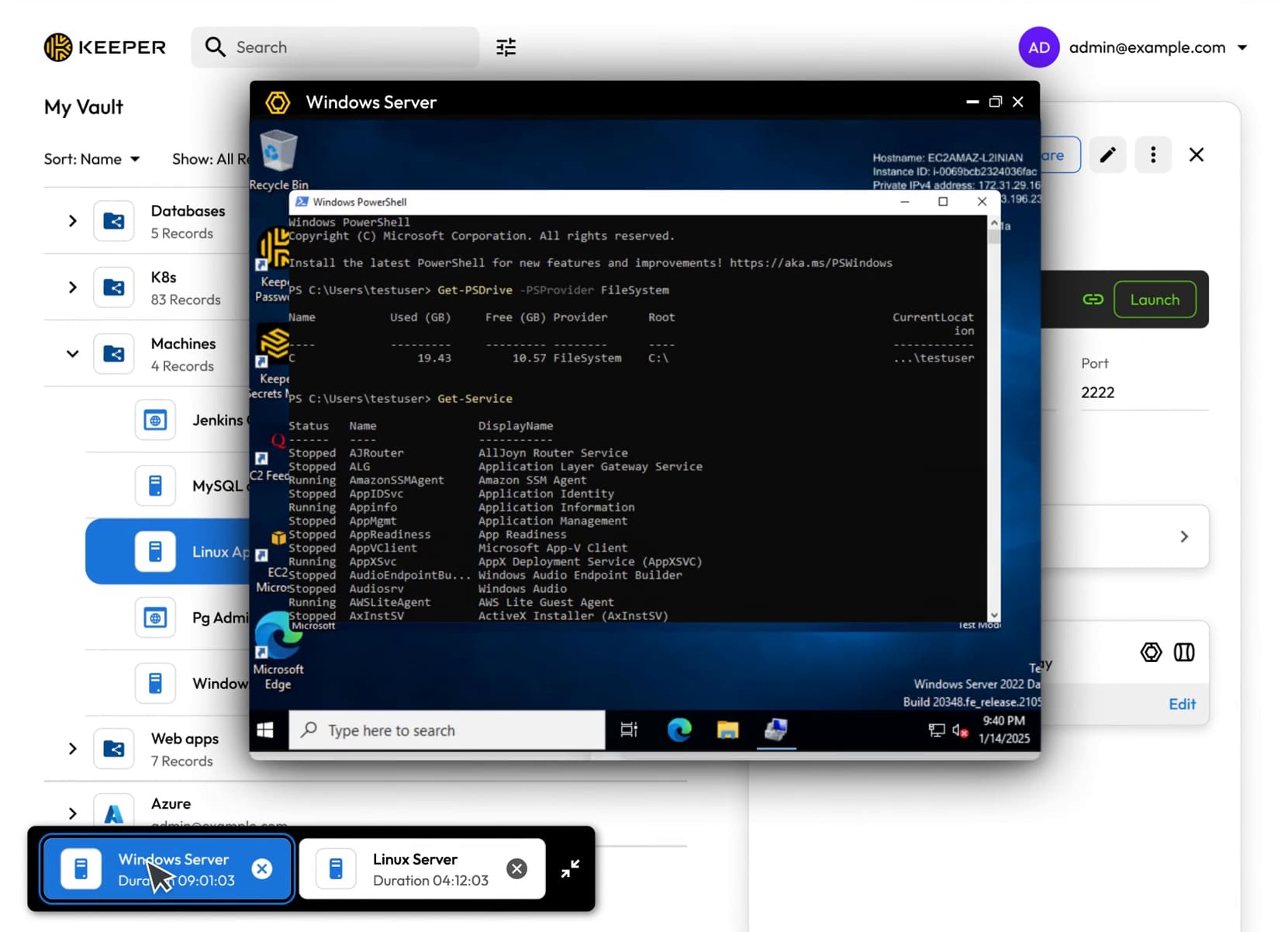 Keeper enterprise password manager vault interface