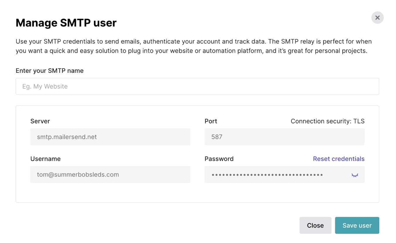 mailersend smtp