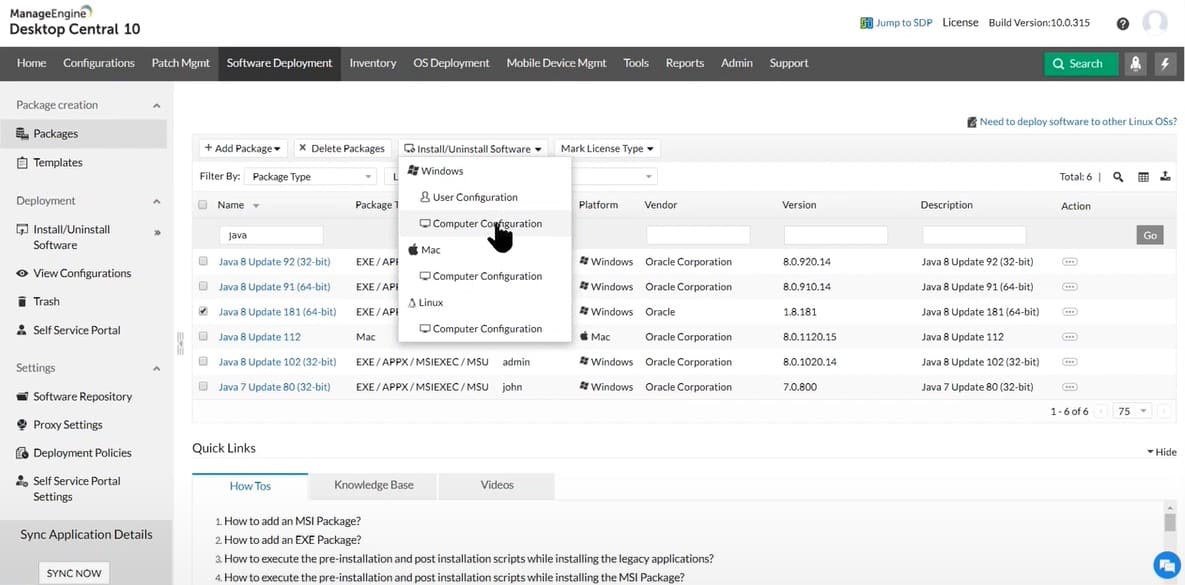 manageengine desktop central screenshot