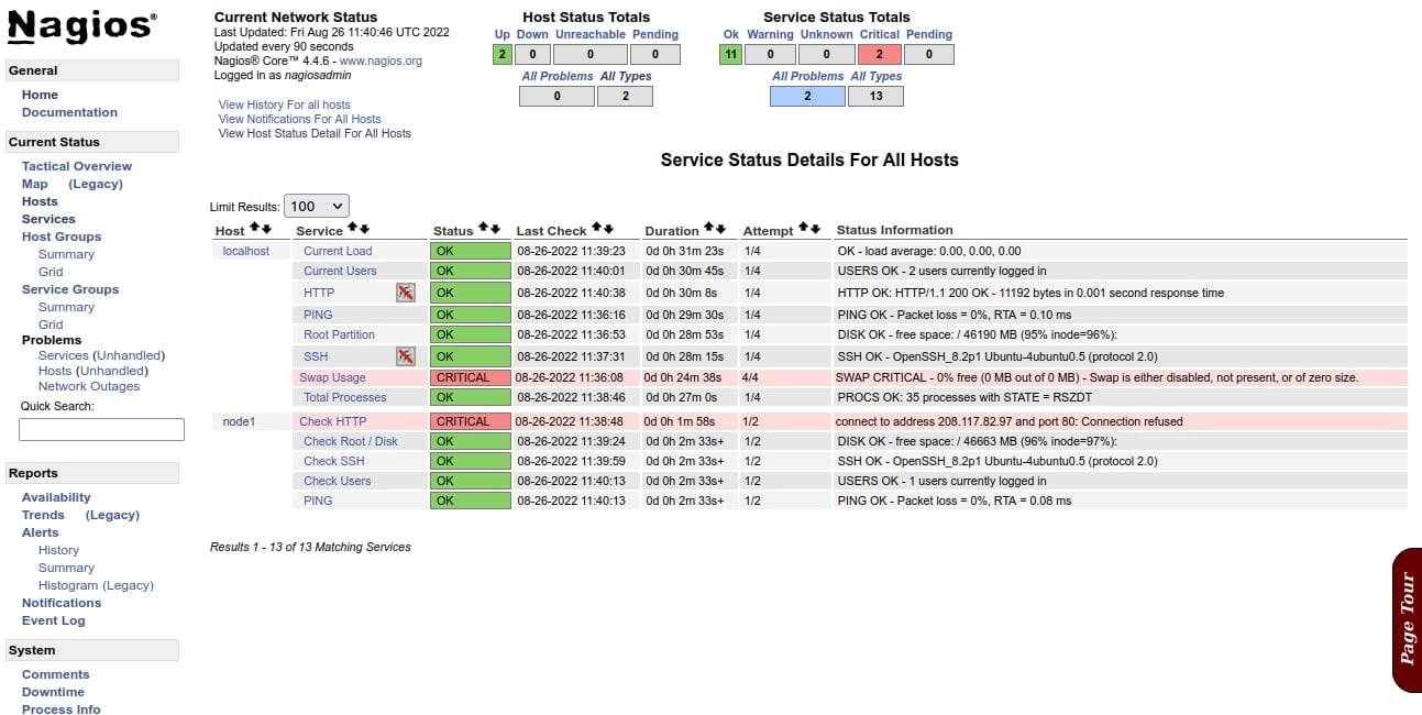 nagios service information