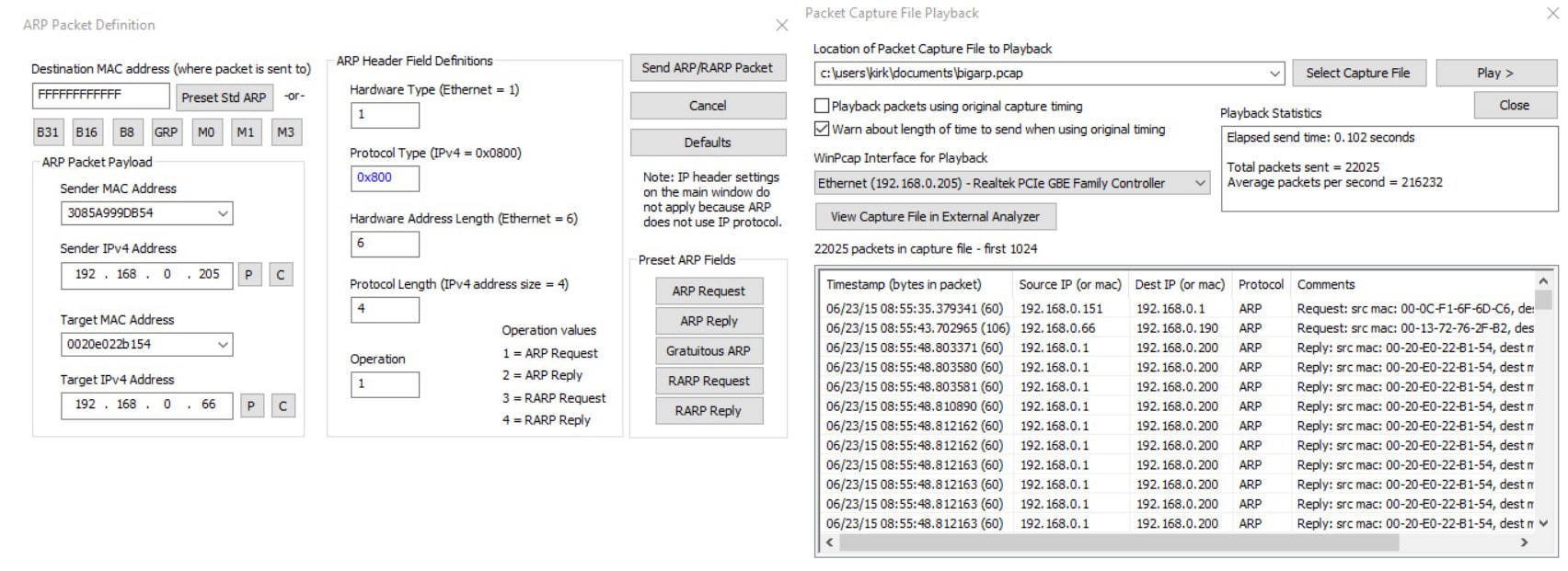 netscantools packet generator