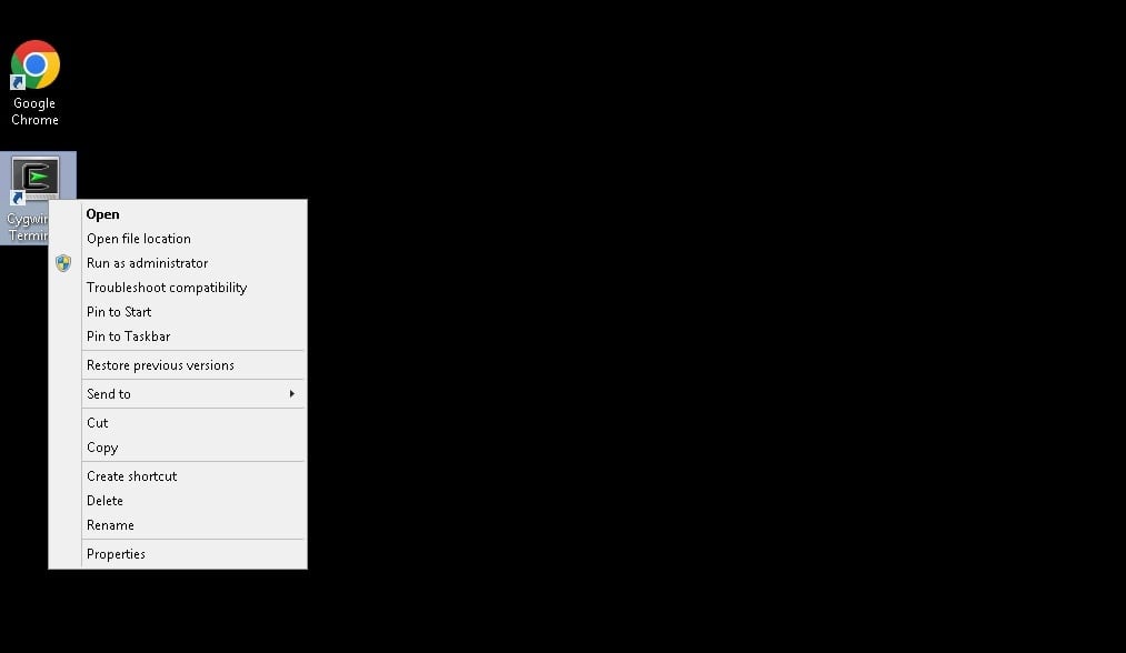 open cygwin as a administrator