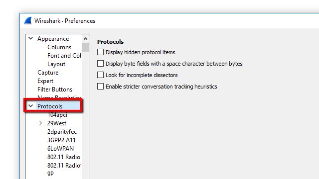 Wireshark Preferences