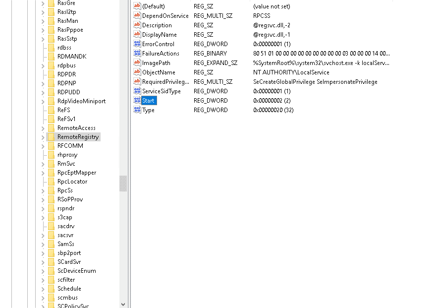 registry console