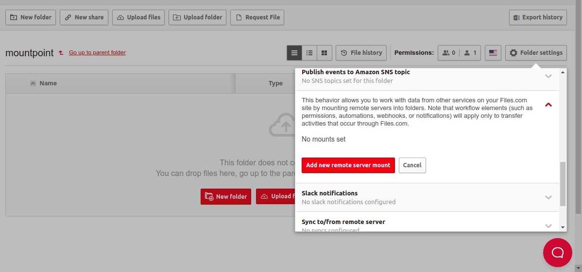 select add remote server mount