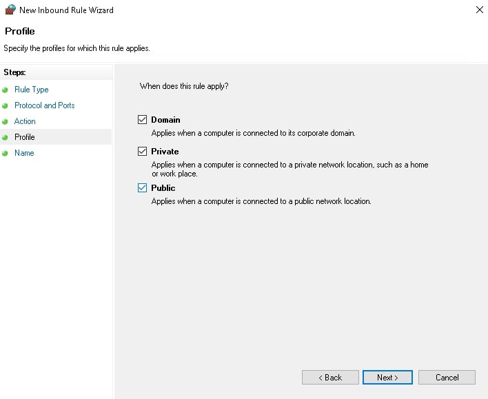 select firewall profile