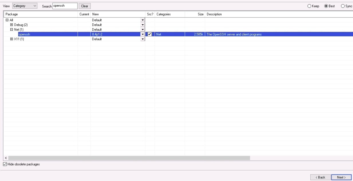 select openssh