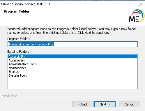 servicedesk plus select program folder