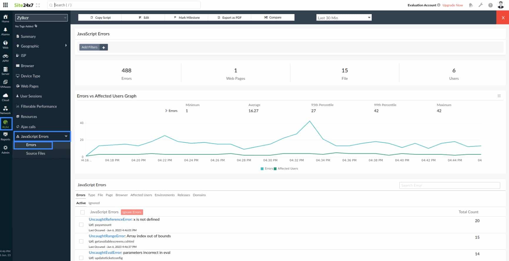 site24x7 javascript debug